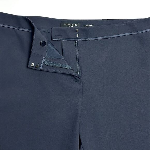 Lafayette 148 Crop Pants Manhattan Step Hem Navy Blue Color Pockets sz 16 - Picture 8 of 13